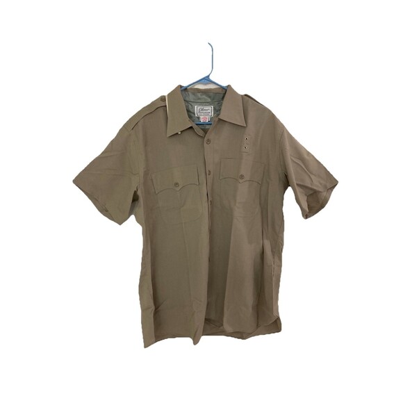 Men's VTG Elbeco CHP Regulation Tropical Shirt Obsolete Not Issued 60s Tan Sz XL - Picture 1 of 9